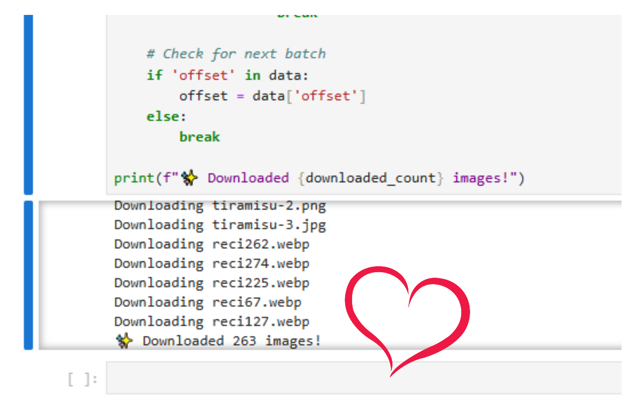 Printed message in Jupyter Notebook that Images were Downloaded