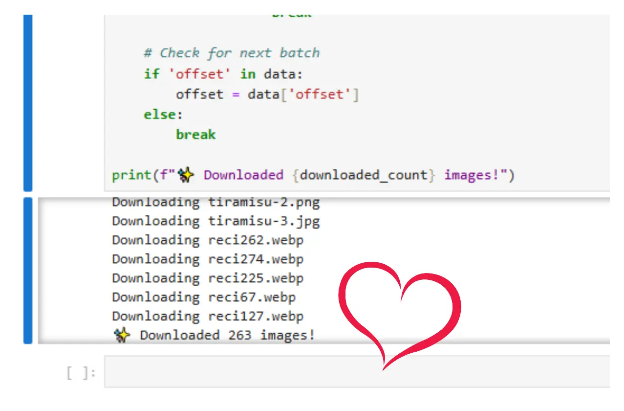 Printed message in Jupyter Notebook that Images were Downloaded