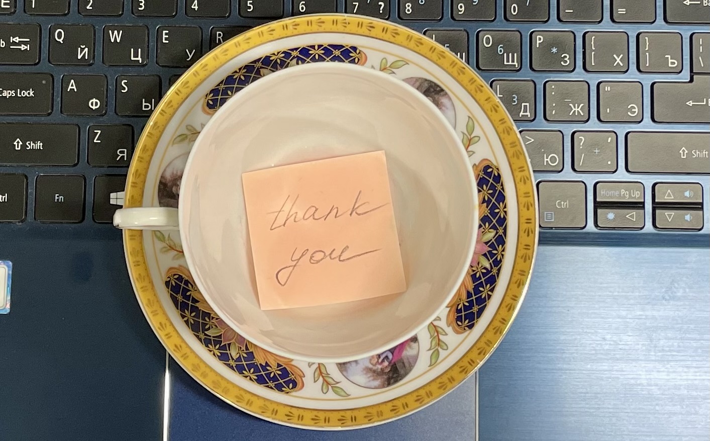 Thank you note in a cup