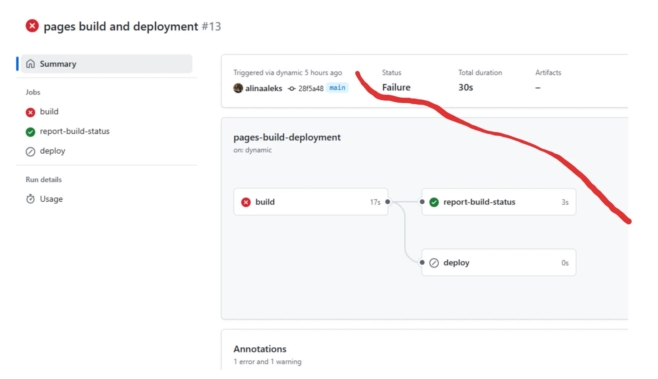 Deployment failure
